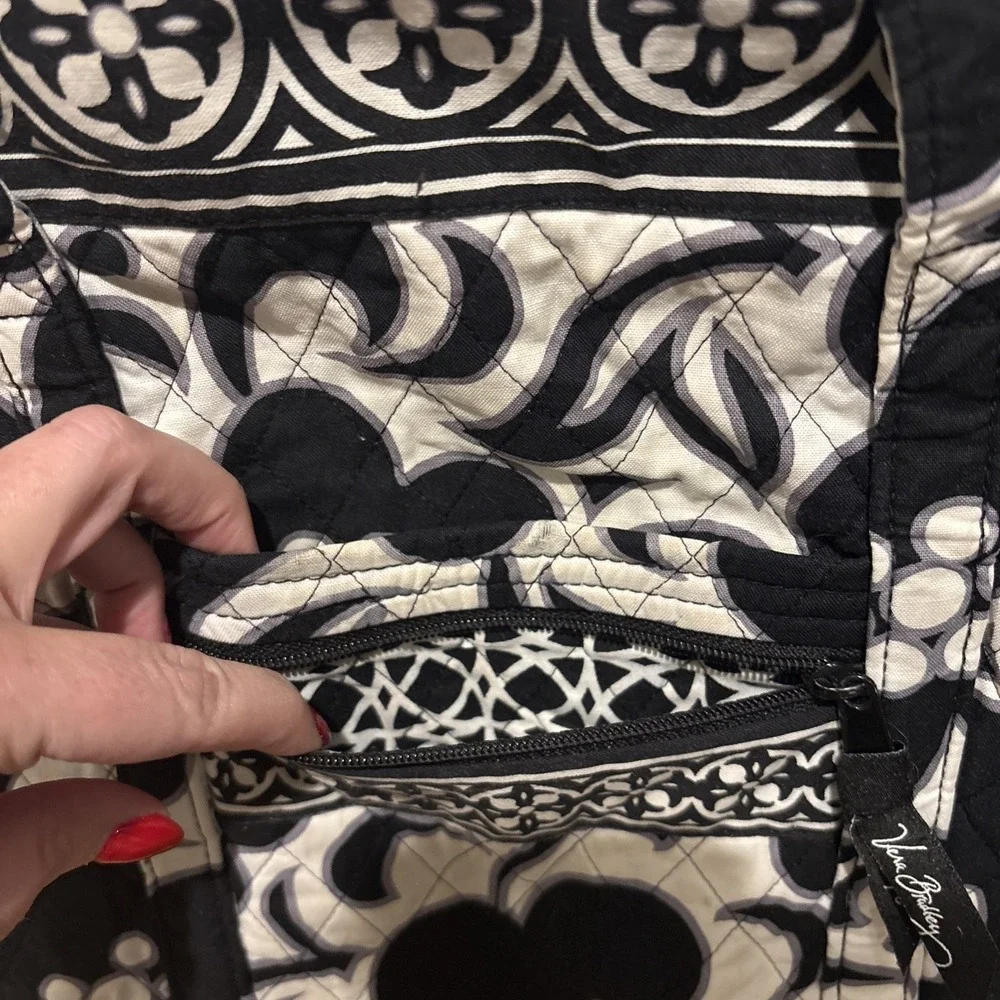 Vera Bradley Quilted Villager Tote Bag Purse Retired 'Night and Day' Black/White